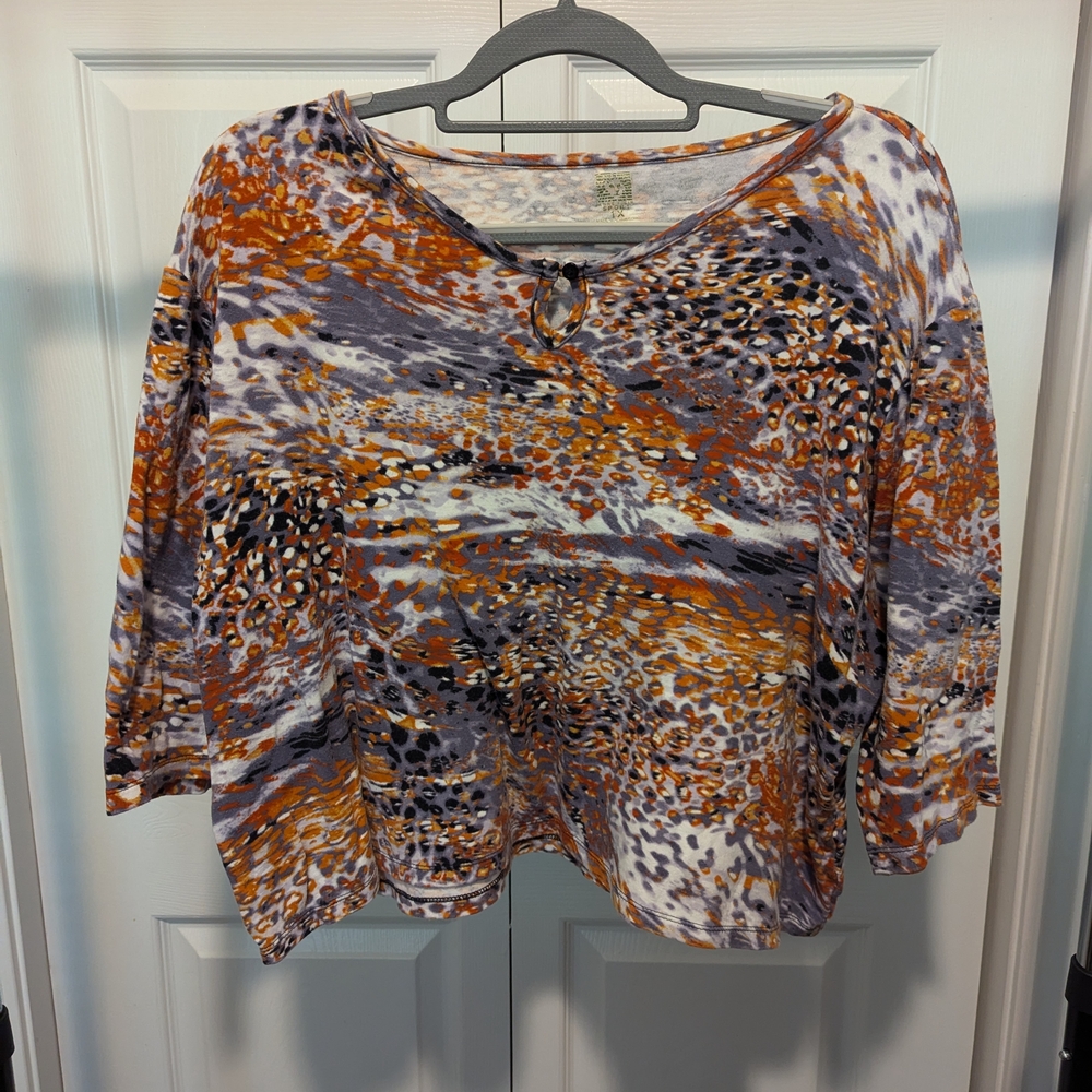 Women's 1X Anne Klein Abstract Print Top